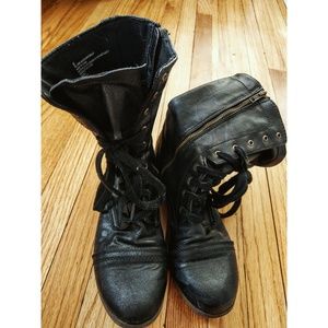 Black combat/moto boots by Target